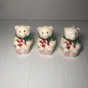 3 Vintage Christmas Polar Bears Candle New in Packaging American Greetings